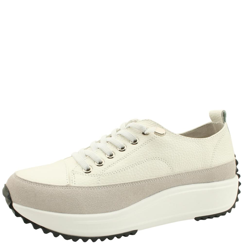 Cowhide full-heel cushion canvas shoes low-top sneakers 4cm white