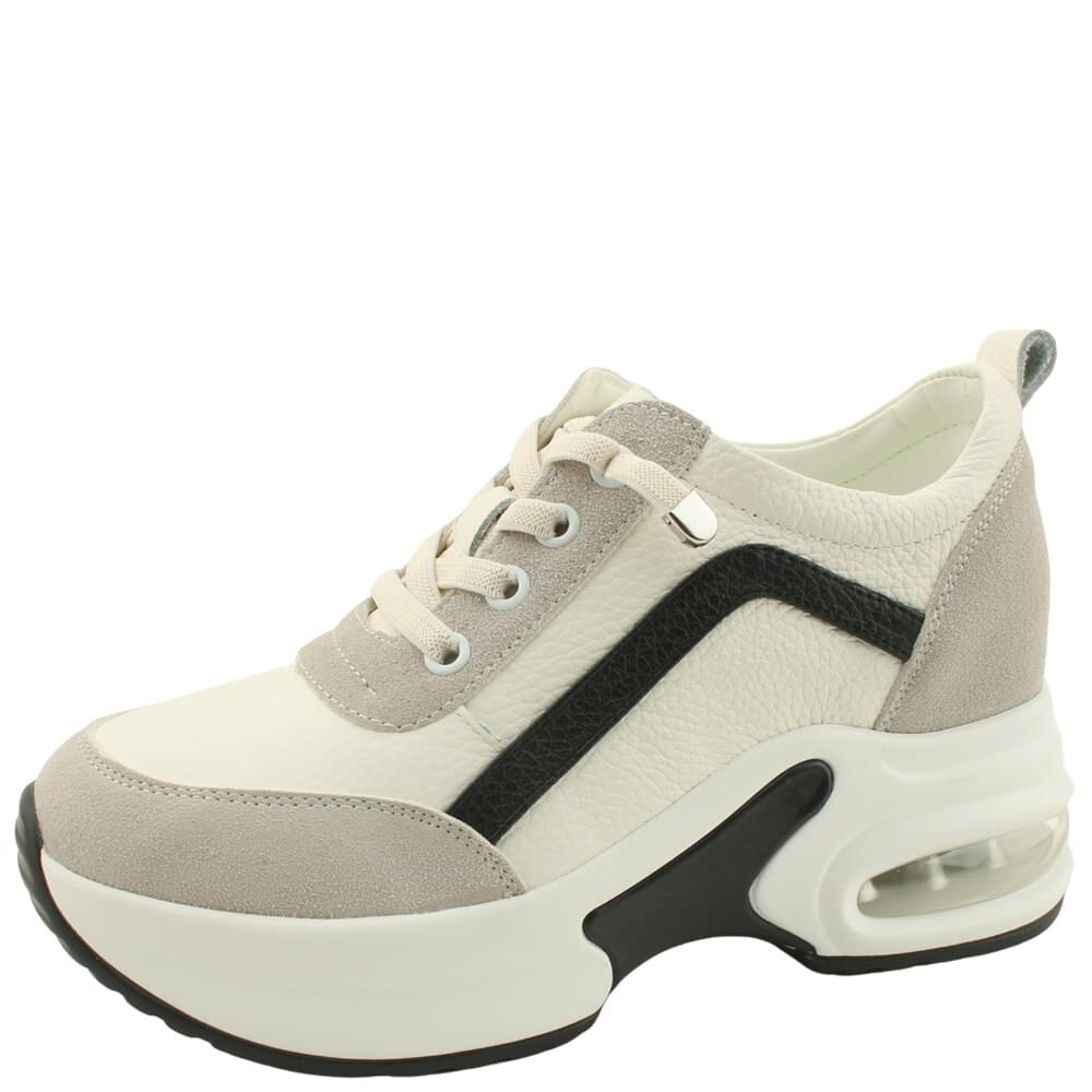Calfskin Air Sporty High Top Sneakers 8cm White