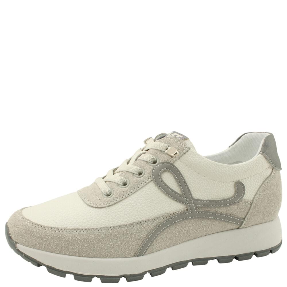 Calfskin high heel low top two tone sneakers 5cm white