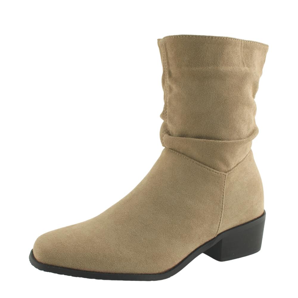 Height-increasing heel suede shirring high heel mid boots 7cm