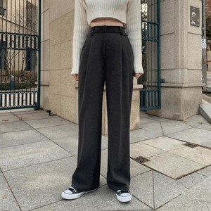 Charrfit Warm Winter Life Fit Spandex One Pin Tuck Basic Plain Back Banding Wide Slacks High Waist Personal Pants Short Women Tall Women Basic Long Short SML XL 2XL