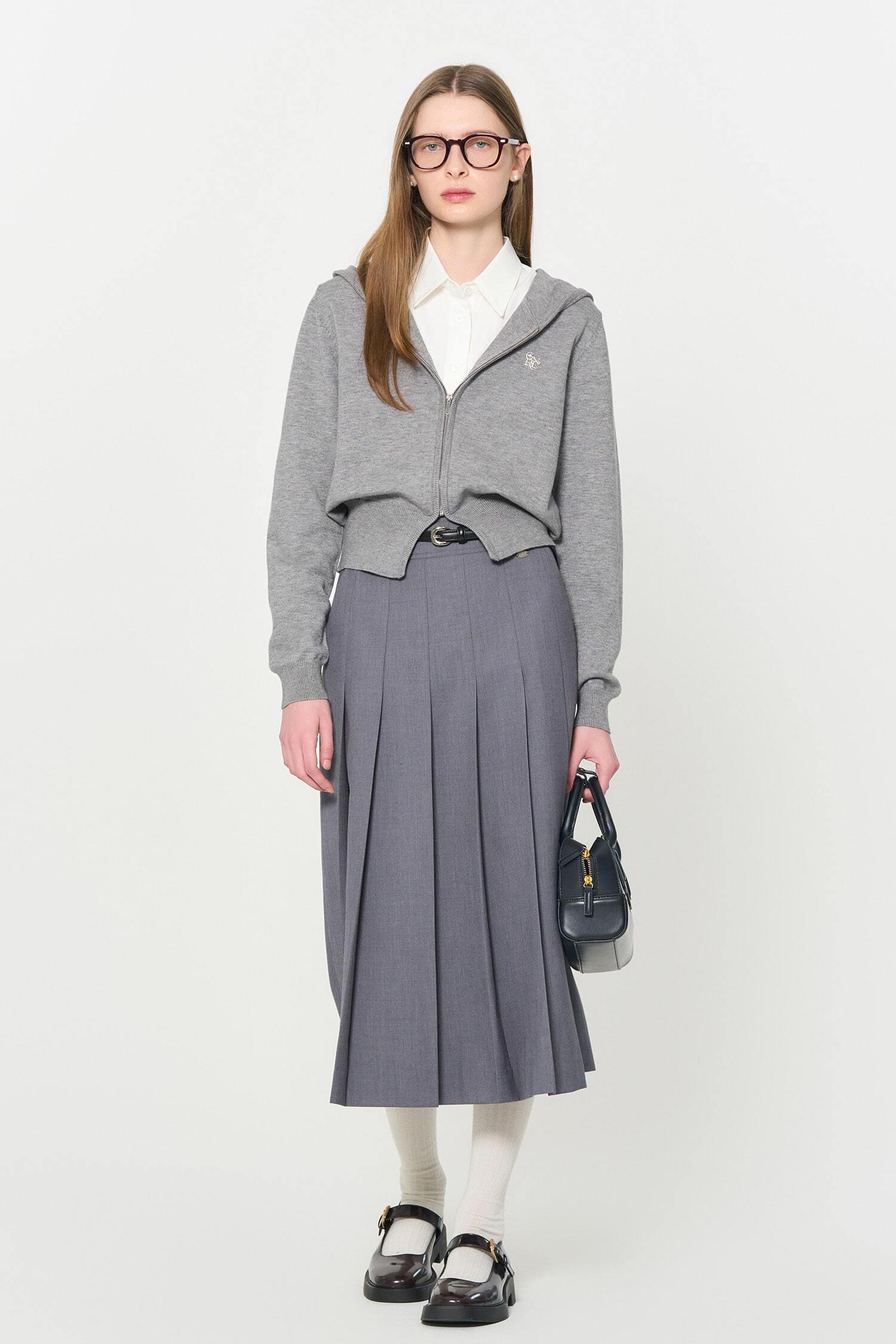 ジェ・ポッド配送] WOMAN GNRLエッセンシャルフードジップアップ[GREY