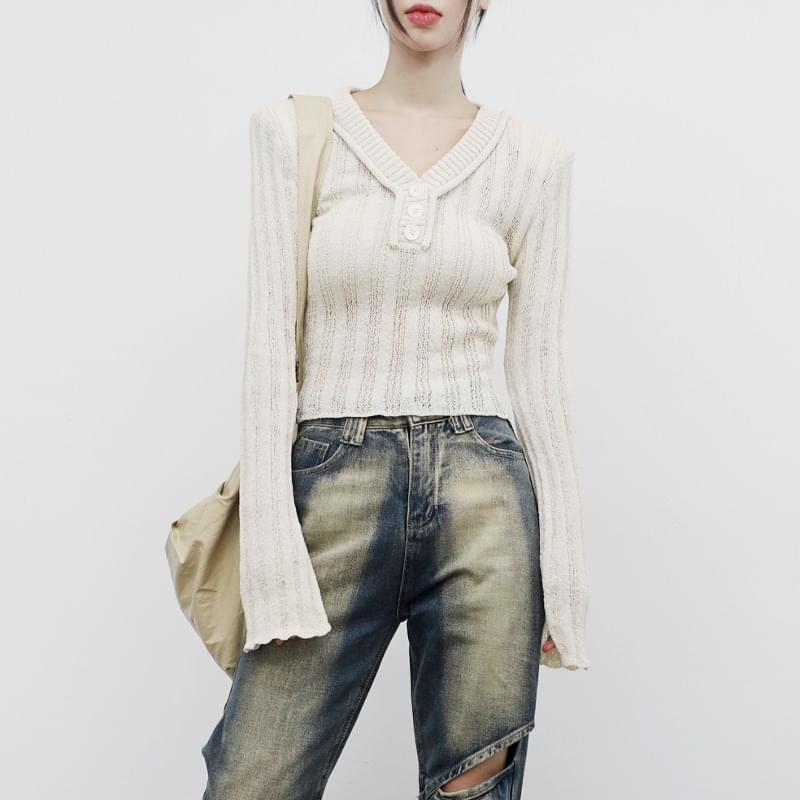 Zedney V-Neck Button Knitwear 