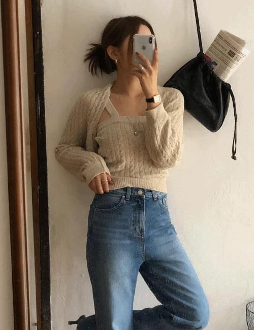 Say Twisted Bustier + Cardigan Set