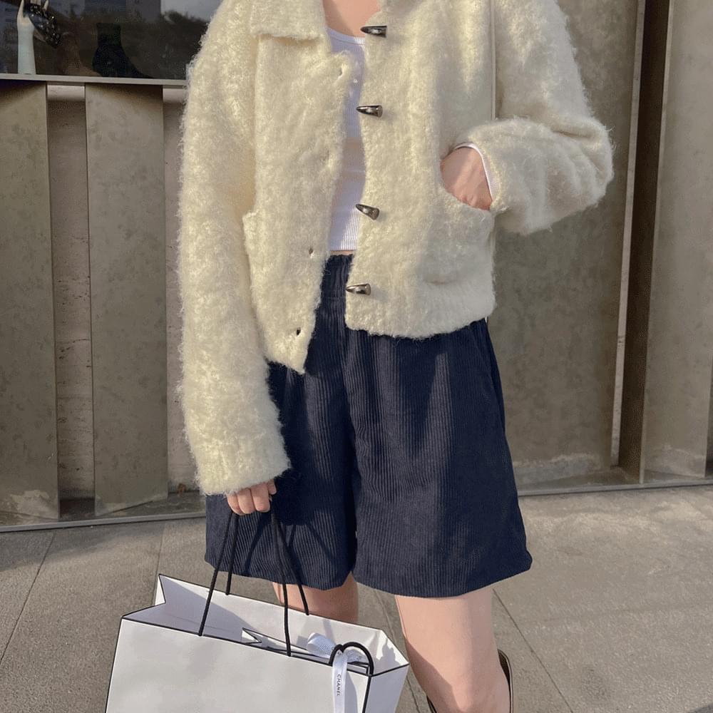 Kuanku High Waist Golden Banding 4/4 Wide Short Pants Shorts Pocket Wrinkle Fall Winter Pants Casual Natural Daily 5COL