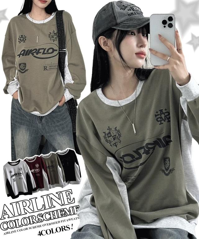 Airline color blocking overfit Sweatshirt