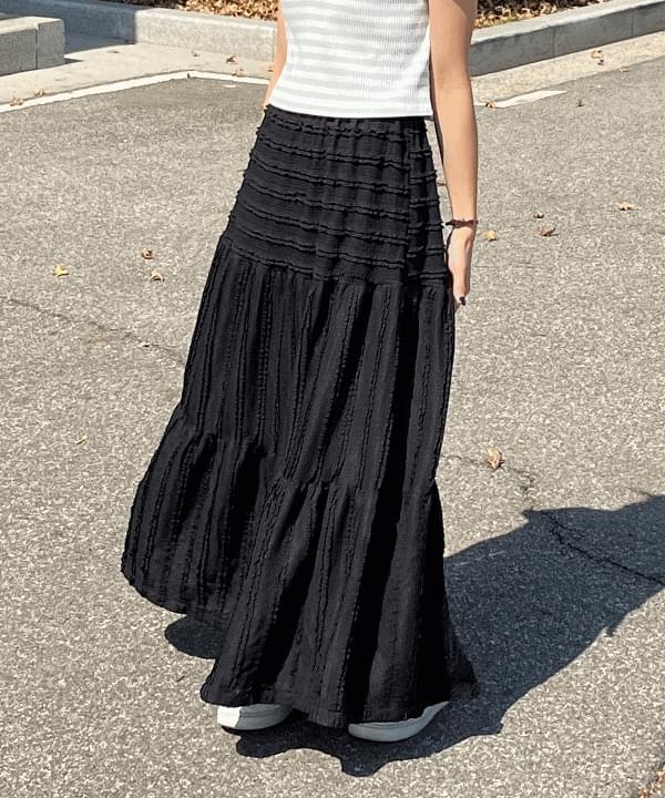 Fairy banding cancan lace long skirt 2 color