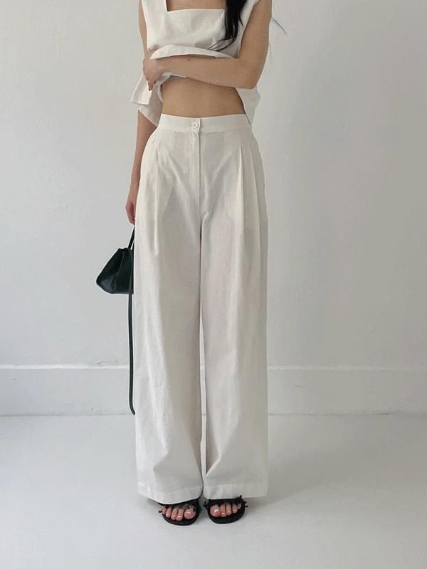 Maria Linen Banding Wide Pants