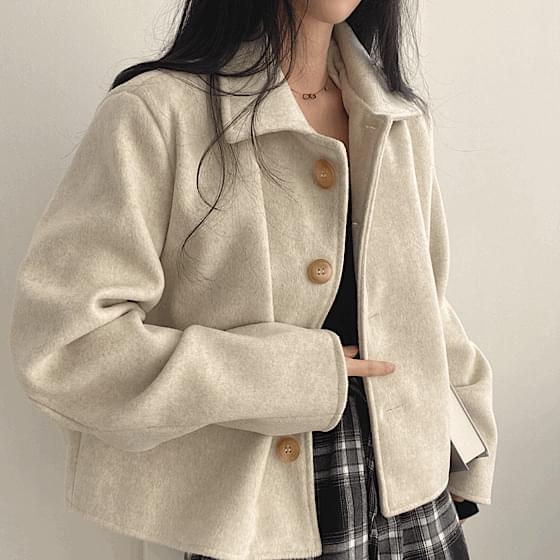 #Basic mood soft collar short jacket 2 colors