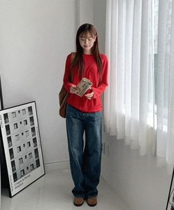 Smilka Color Round Long Sleeve T-shirt