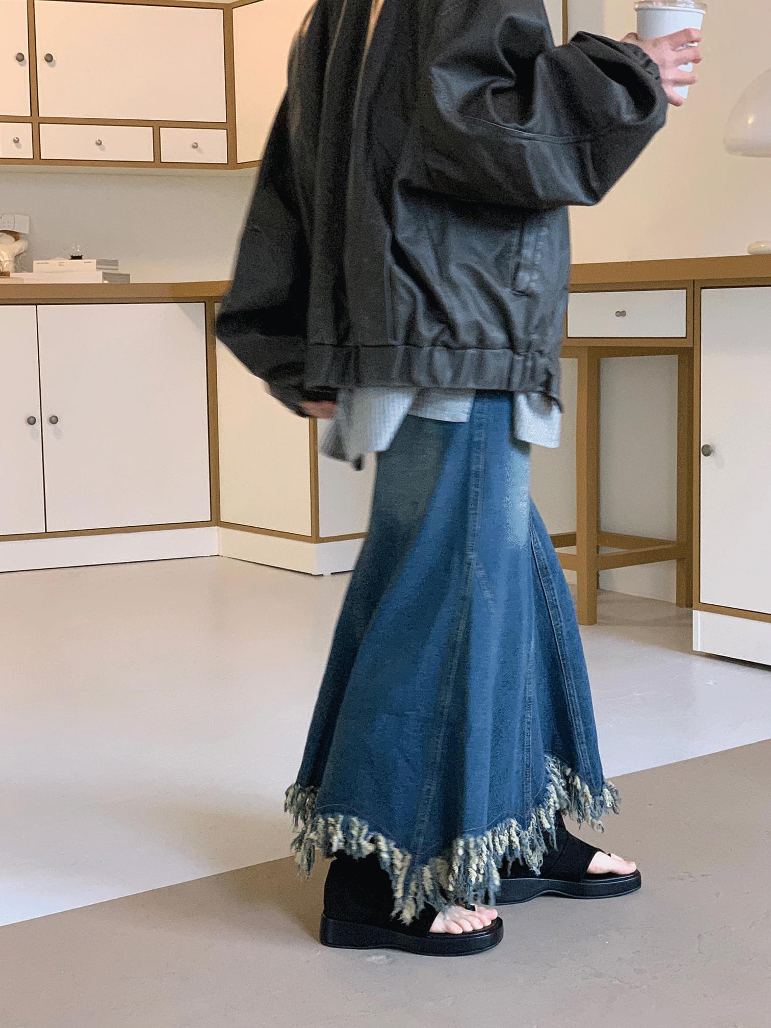 vintage tassel denim skirt