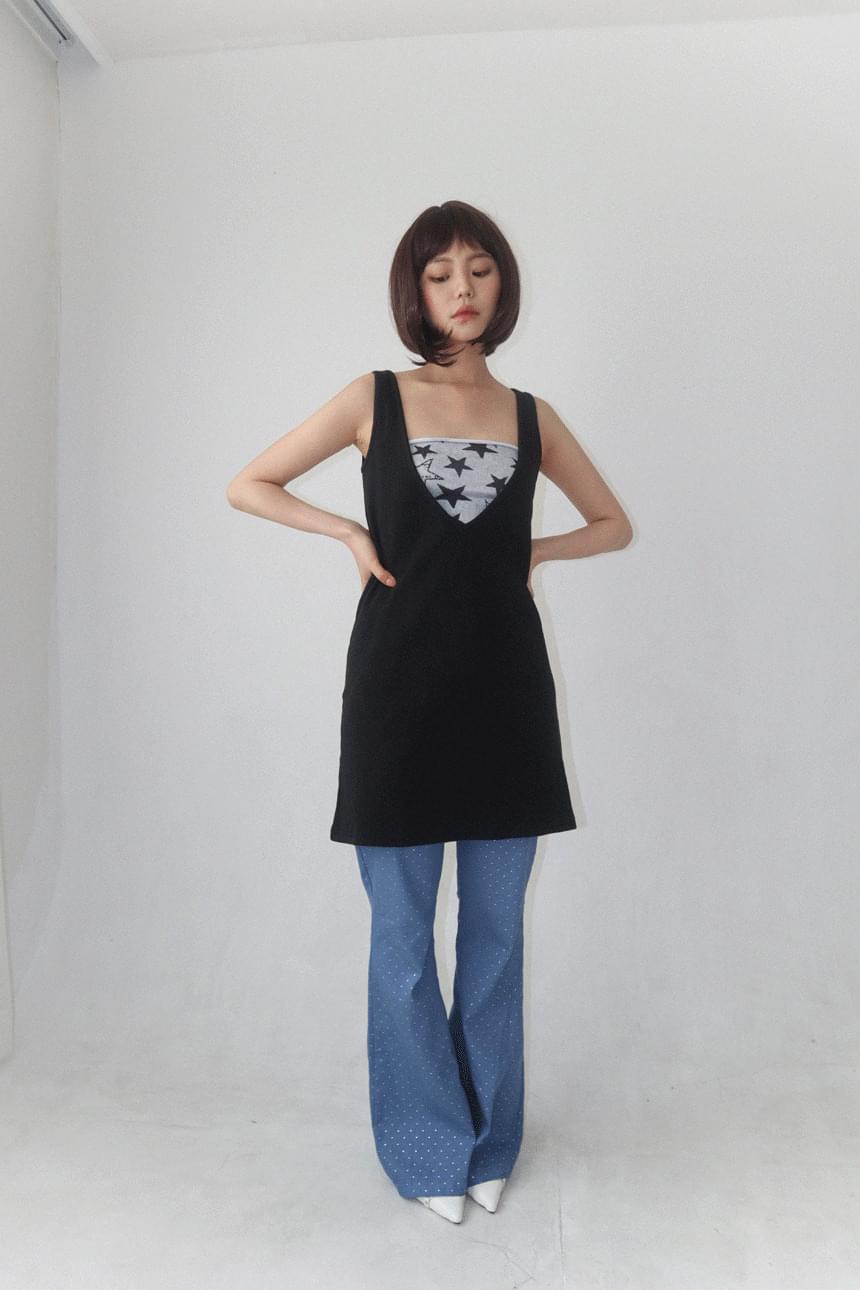 Star cubic bootcut pants