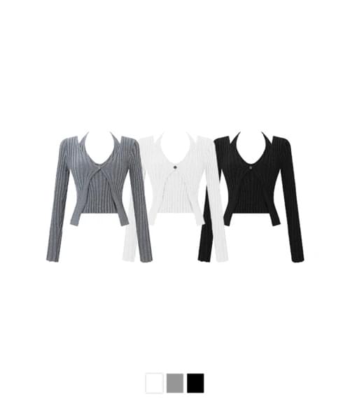 Chorin Ribbed Slim Layered Cardigan Knitwear 