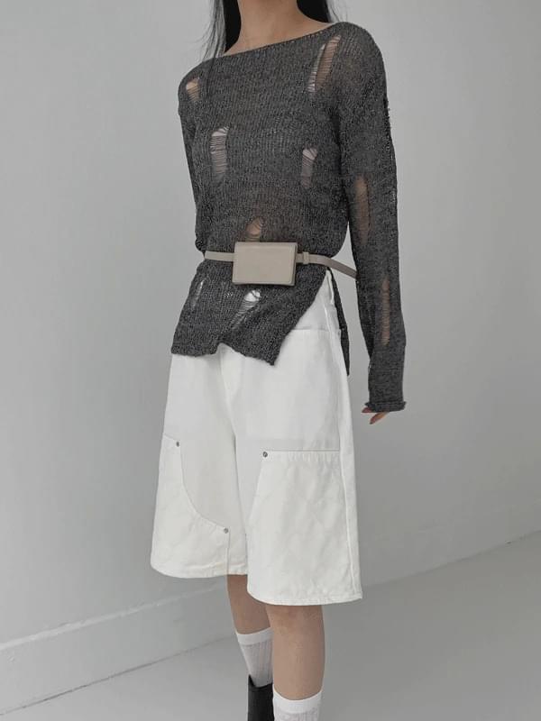 Damage see-through Loose-fit Knitwear 