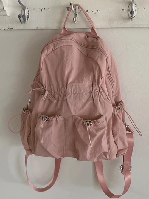 甜美蝴蝶結粉色尼龍後背包