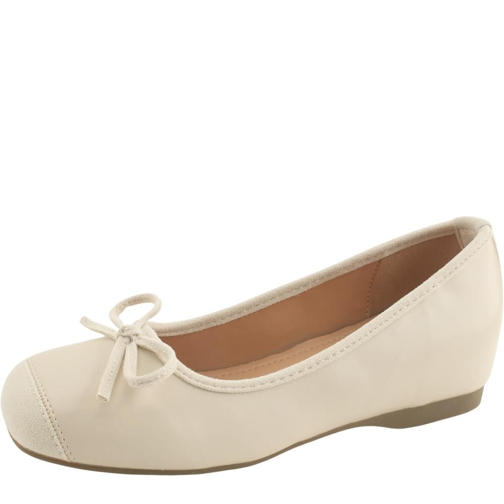 Height-increasing heel soft cushion ribbon flat shoes 5cm beige