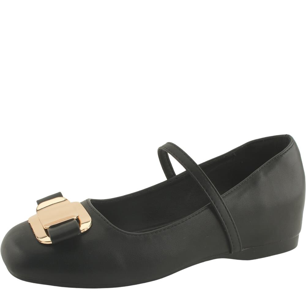 Height Increased Heel Metal Ribbon Mary Jane Flat Pumps 5cm