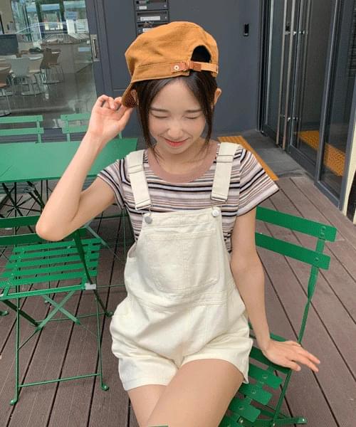 Fit crazy 5-part wide fit overalls and denim shorts