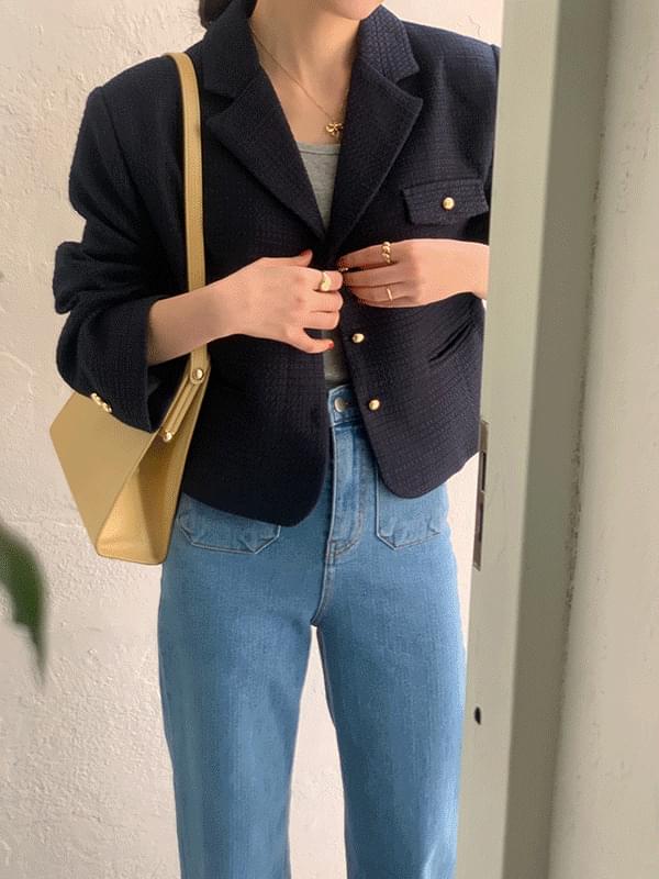 Resene Spring Tweed Collar Wedding Guest Crop Short Jacket