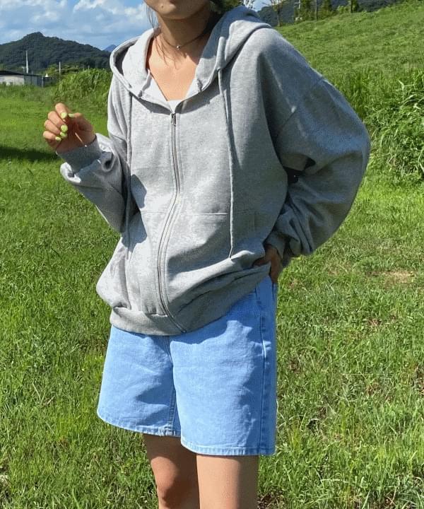 Every Daily Basic Plain Hoodie Hooded Zip-up 2 Colors