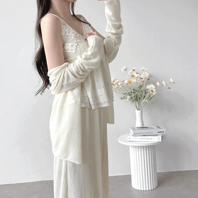 Ganadaran Yerifit Flare Lace Strap Sleeveless Banding Wide Pants Set 2color