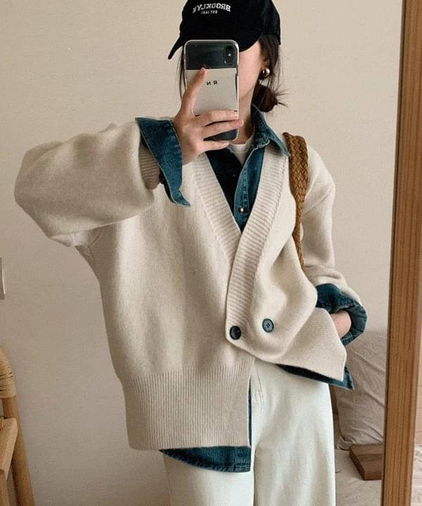 Crinny Double Button Overfit Knitwear Cardigan