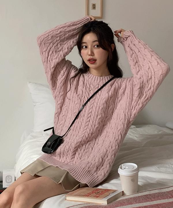 Ella Round Loose-fit Twisted Knitwear -4color