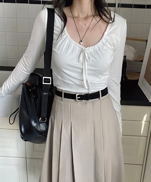 Romantic Spring Slim Round Ribbon Strap Long Sleeve T-Shirt