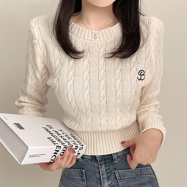 BB embroidery twisted basic long sleeve Knitwear 5 colors