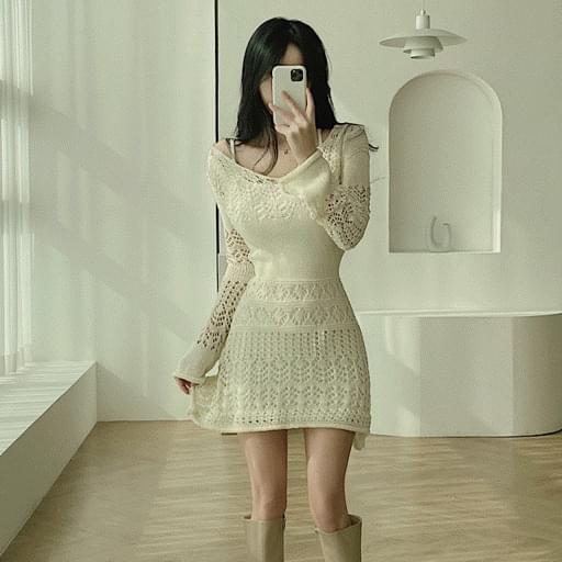 Hand-knitted Knitwear mini Dress