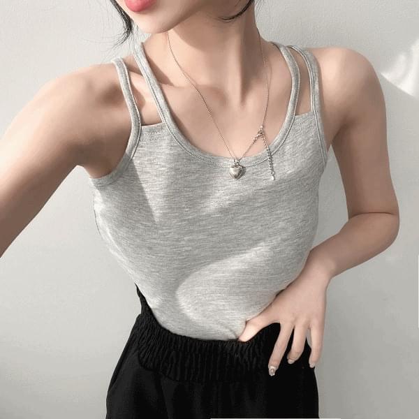Unique layered Spandex two-line strap Sleeveless 3color