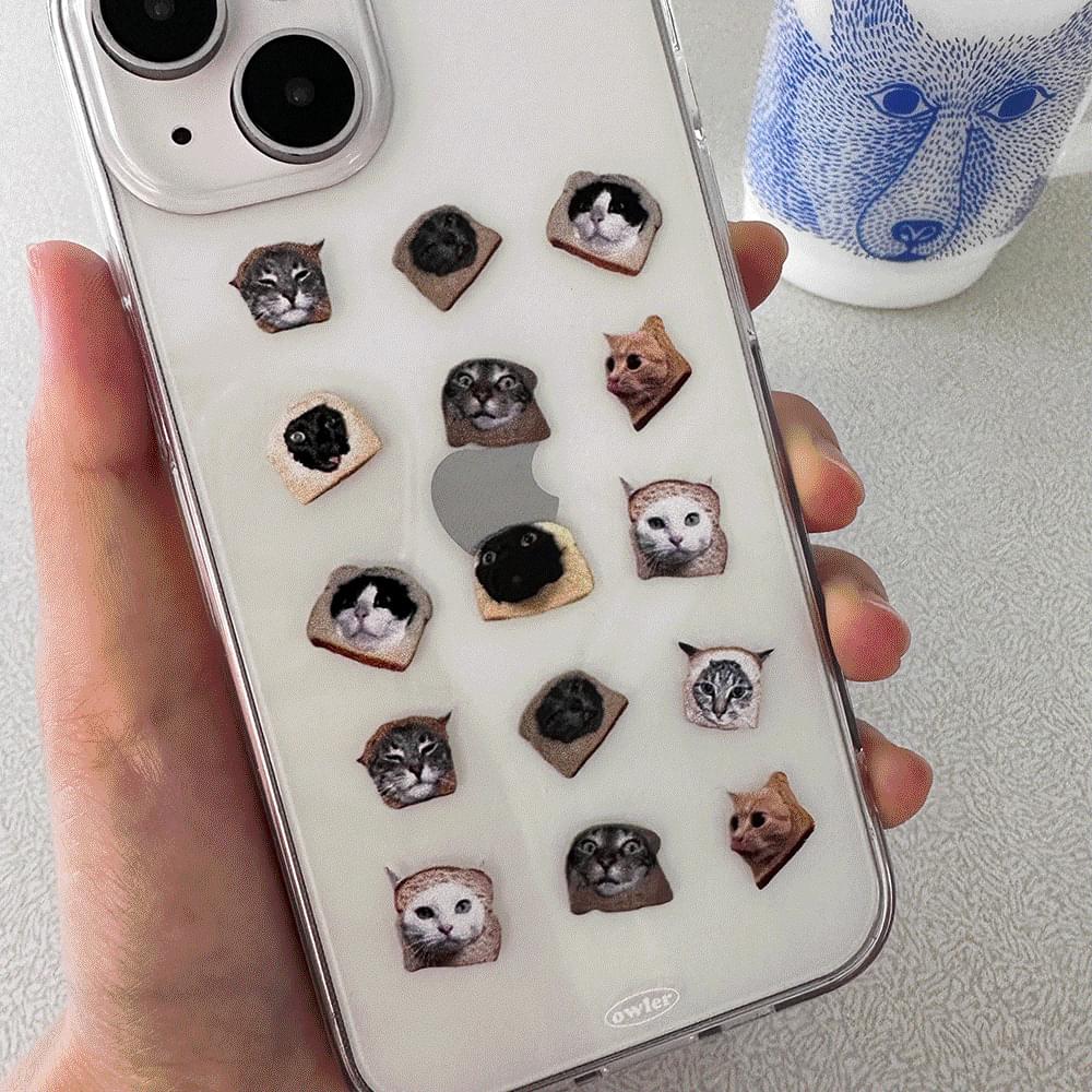 Bread Cat Pattern Cutie Transparent iPhone Case 手机壳