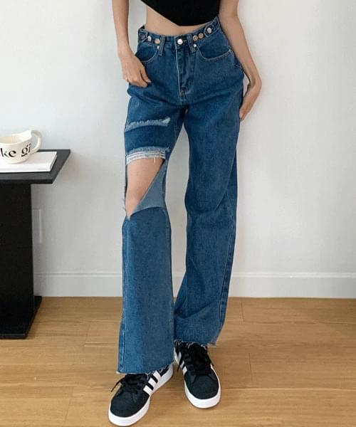Pleated Jeans Vintage Vintage Ripped Wide Destroyed Jeans
