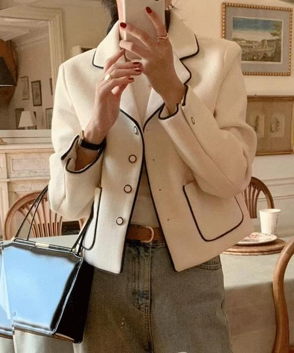 Rieni collar color combination cropped short jacket