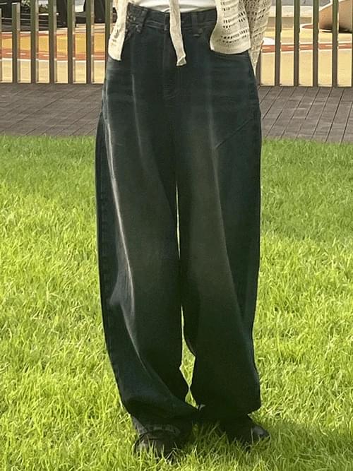 Blue/L Big Balloon Fit Wide Denim Pants P#YW903