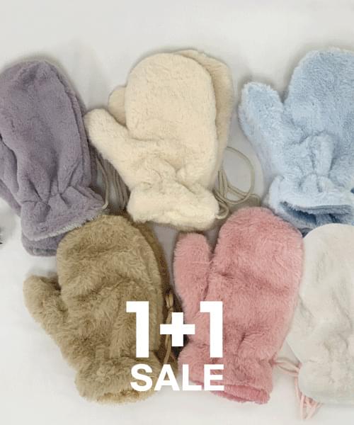 1+1 Soft Unisex Pastel Mink Fur Mittens
