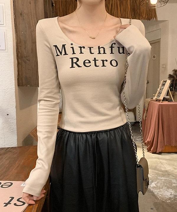 Laella Lettering Print Slim Fit Long Sleeve T-Shirt