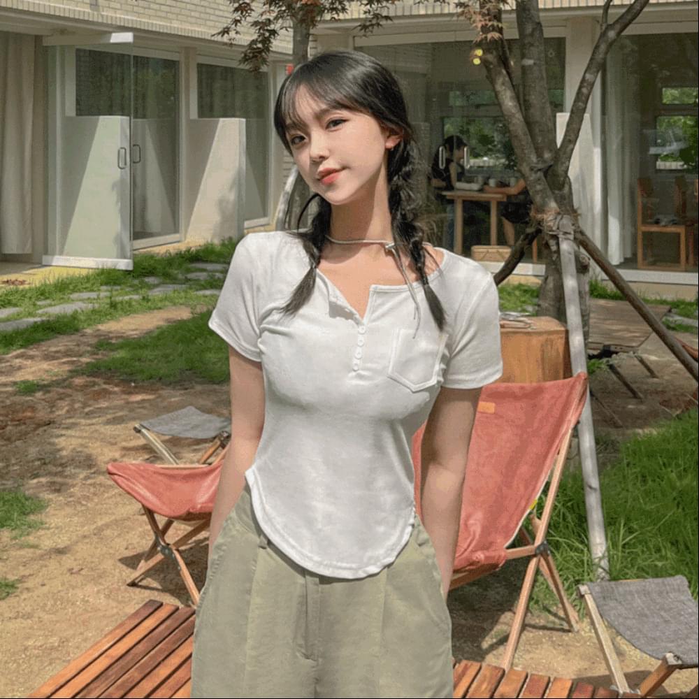 Slim fit Ribbed Spandex round neck pocket sleeves long slim hem round long sleeve short sleeve T-shirt Ribbed tee slim tee 4 colors