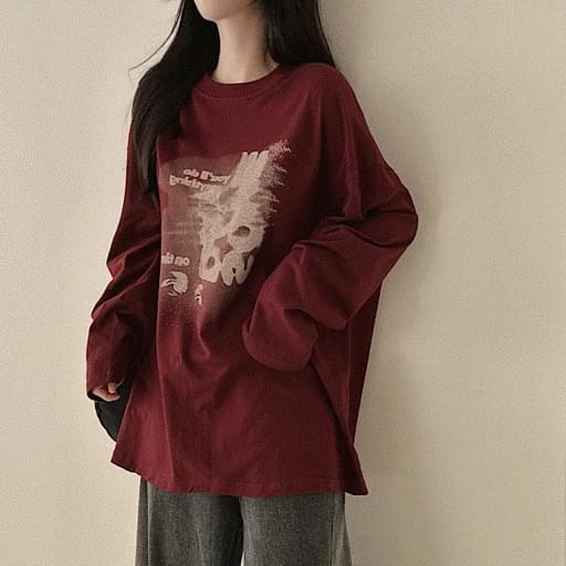 on time printing overfit long sleeve 4color