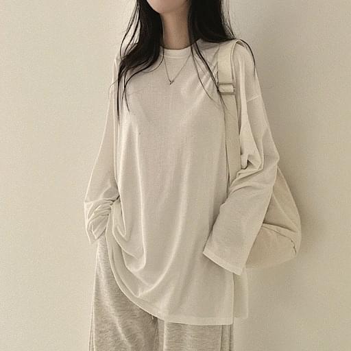 Very comfortable charr overfit plain long sleeve 4 colors