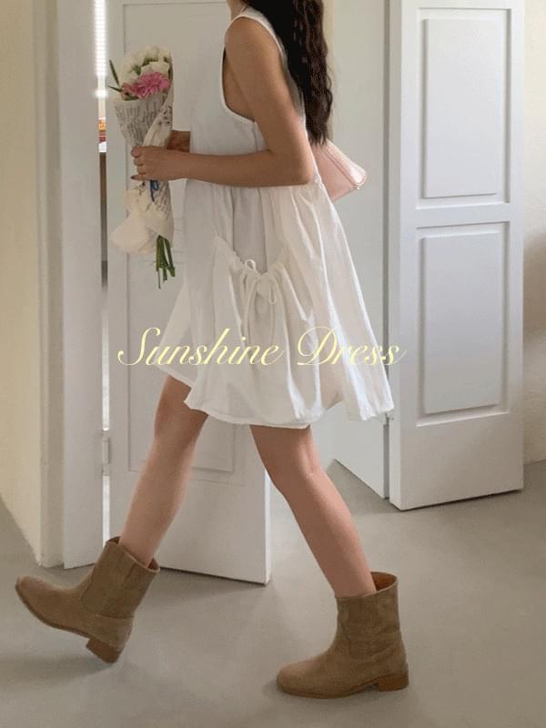 Sunshine summer rustling cargo nylon sleeveless mini Dress travel look/vacation look
