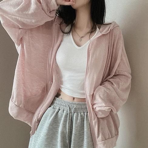 Daily Loose-fit slab hooded zip-up 5 colors