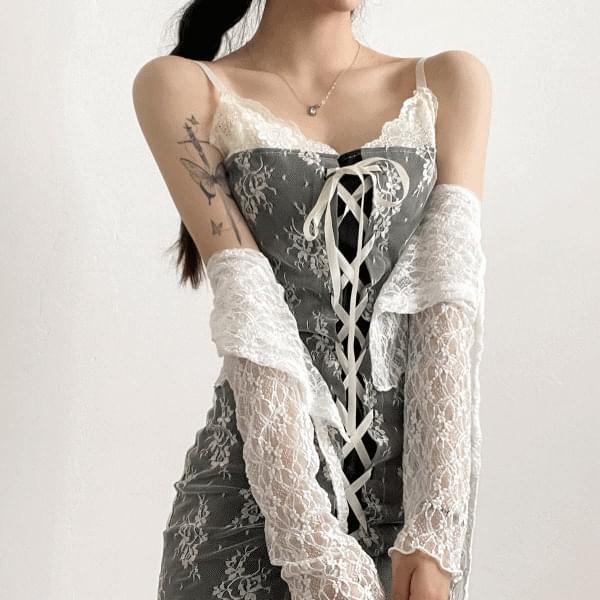Milky Way Mesh Eyelet Lace Mini One Dress