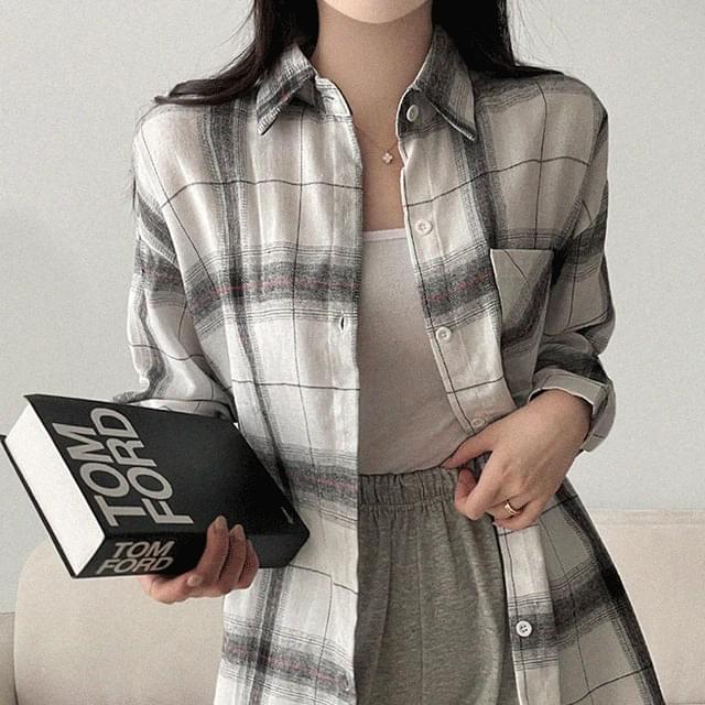 Reverse check overfit shirt Shirt 2color