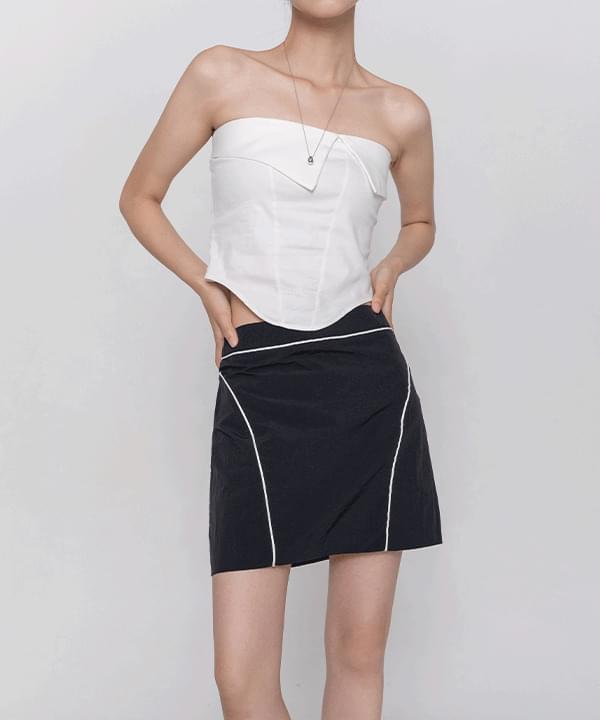 fold wave half banding tube top
