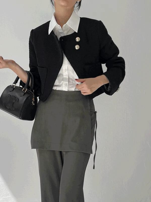 Loro Unbalanced Crop Tweed Jacket