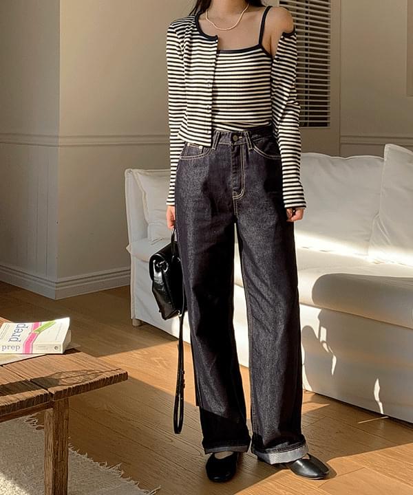 Ford Raw wide denim pants -2color