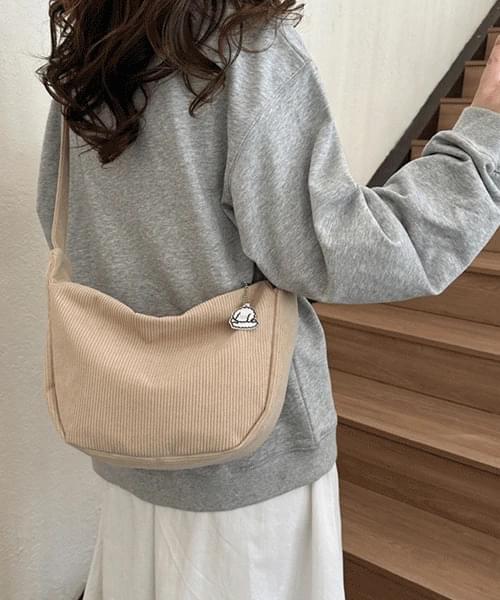 Soft Puppy Keyring Corduroy Crescent Shoulder Crossbody Bag