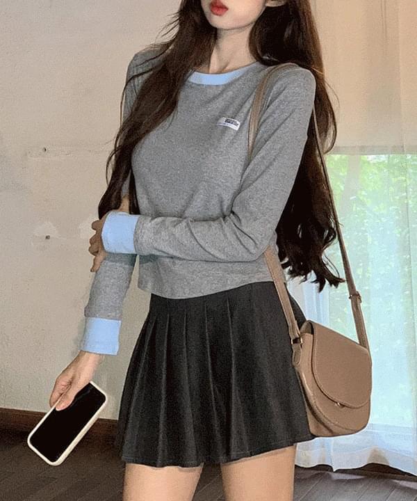 Ronti color block round neck long sleeve t-shirt