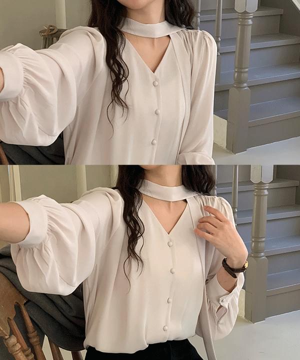 Sendir tie shirring blouse -3 colors